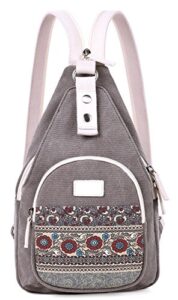 arcenciel mini women sling chest bag canvas backpack (grey)