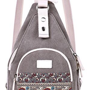 ArcEnCiel Mini Women Sling Chest Bag Canvas Backpack (Grey)