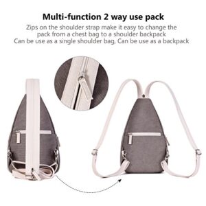 ArcEnCiel Mini Women Sling Chest Bag Canvas Backpack (Grey)