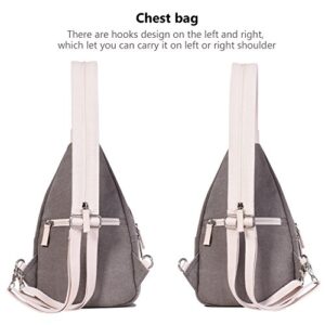 ArcEnCiel Mini Women Sling Chest Bag Canvas Backpack (Grey)