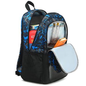 School Backpacks for Boys Teens Bookbag Elementary Backpack Set with Lunch Box and Pencil Case (Blue 1)