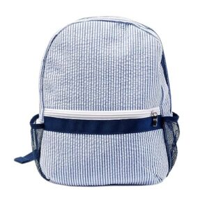 blanksmall toddler backpack, seersucker small preppy backpack, classic cute kids school small preschool kindergarten children bag 12" h x 9.5" w for 2-5 years (navy)