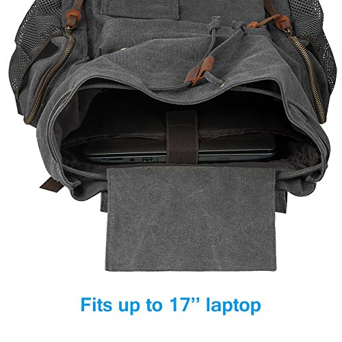 PKUVDSL Large Canvas Backpack, Vintage Rucksack Women Men for Travel Hiking Camping Laptop Backpack