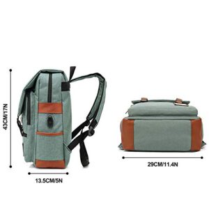 Junlion Unisex Business Laptop Backpack College Student School Bag Travel Rucksack Daypack with USB Charging Port Green