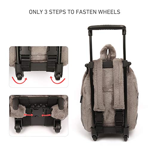 Funday 3-Way Toddler Rolling Backpack with Removable Stuffed Toy & wheels - Little Kids Luggage with Cute Plush Elephant