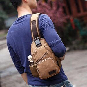 SIMU Sling Bag Pack Canvas Shoulder Sling Backpack Small Crossbody Chest Bag for ipad mini (black)