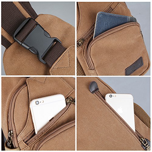 SIMU Sling Bag Pack Canvas Shoulder Sling Backpack Small Crossbody Chest Bag for ipad mini (black)