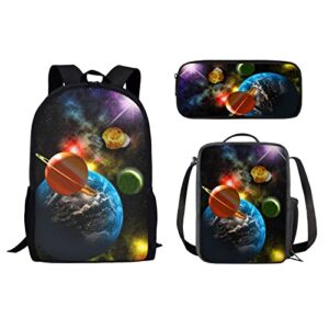 coloranimal 3 sets shoulder school bag+lunch bag+pencil bag for kids children