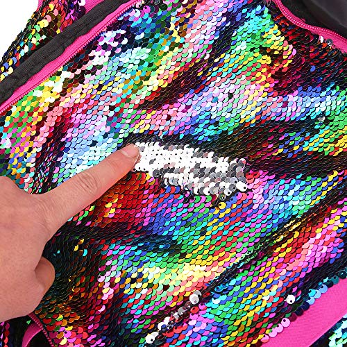 Flip Sequin Backpack for Girls Kids Kindergarten Elementary Middle School Bookbag Cute Spark Book Bags Teen Travel Outdoor Daypack Back Pack(Rainbow)