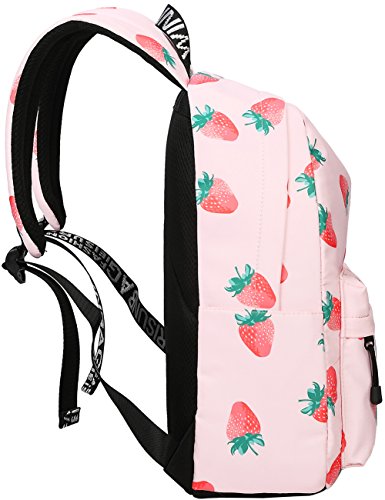 mygreen Backpack for Teens, Fashion Strawberry Pattern Laptop Backpack College Bags Shoulder Bag Daypack Bookbags Travel Bag Pink