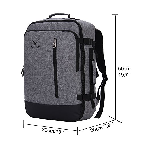 Hynes Eagle Carry on Backpack 38L Large Travel Backpack for Women Flight Approved Weekender Bag Laptop Backpack Men 15 inches Black Grey with Grey 3PCS Packing Cubes