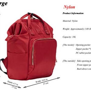 Kah&Kee Nylon Backpack Diaper Bag with Laptop Compartment Waterproof Work Travel School for Women Man (Wine)