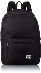 herschel packable casual daypack, black/black, 17.75" x 12.5", 24.5l