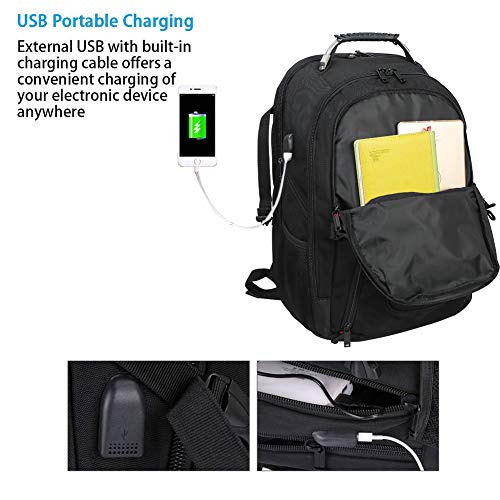 FreeBiz 50L Large Travel Backpack 19 Inches Laptop Bag with USB Charging Port TSA