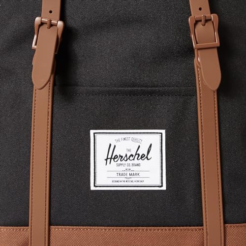 Herschel Retreat Backpack, Black/Saddle Brown, Classic 19.5L