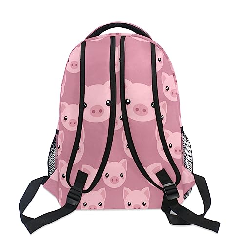 Pink Cartoon Pig Face Laptop Backpack Shoulder School Bag for Girls, Animal Water Resistant College Travel Computer Notebooks Computer Bag Daypack Bookbag for Kids Boys Women