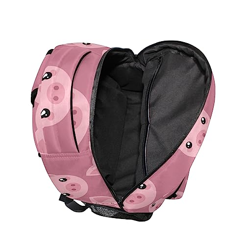 Pink Cartoon Pig Face Laptop Backpack Shoulder School Bag for Girls, Animal Water Resistant College Travel Computer Notebooks Computer Bag Daypack Bookbag for Kids Boys Women