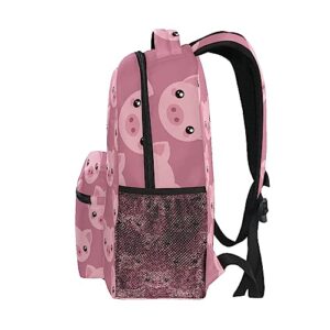 Pink Cartoon Pig Face Laptop Backpack Shoulder School Bag for Girls, Animal Water Resistant College Travel Computer Notebooks Computer Bag Daypack Bookbag for Kids Boys Women