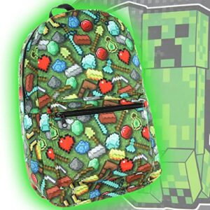 Minecraft Sword Pickaxe Items All Over Sublimated Print Laptop Backpack Bag