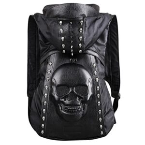 hanxiucao skull backpack rivet punk backpack black metal 3d stereo backpack