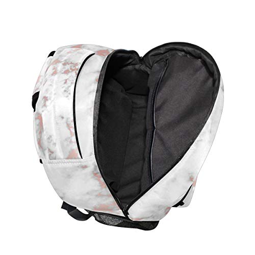 AUUXVA White Marble Rose Gold Backpack Travel School Shoulder Bag for Kids Boys Girls Women Men 11.5x8x16 in