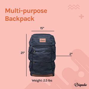 Origaudio Presidio Laptop Backpack - Gaming or Work Bag - Holds 17-Inch Laptop with Convenient Side Access Pocket for Computer - 16 Total Pockets - Perfect for Traveling or Hiking - Blue