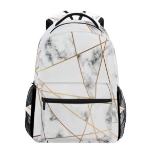 auuxva marble golden geometric line backpack travel school shoulder bag for kids boys girls women men