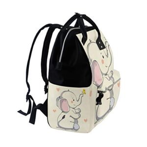 ColourLife Diaper bag Backpack Pretty Smiling Elephant Casual Daypack Multi-functional Nappy Bags