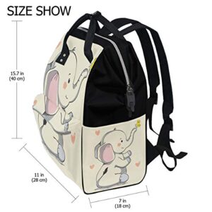 ColourLife Diaper bag Backpack Pretty Smiling Elephant Casual Daypack Multi-functional Nappy Bags