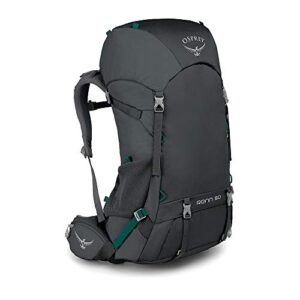 osprey renn 50l women's backpacking backpack, cinder grey, one size