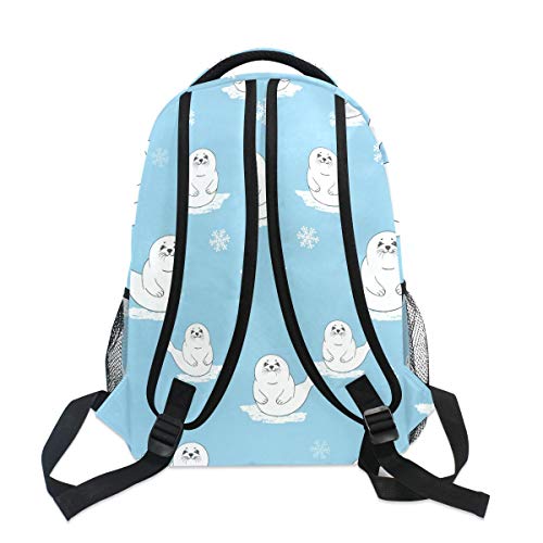 FORMRS Baby Seal School Backpacks Cartoon Blue Pup Bookbags Bag for Girls Kids Elementary One Size