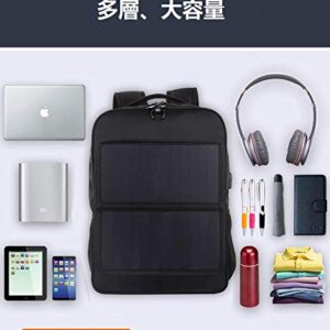 14W Solar Panel Power Backpack Laptop Bag with Handle and USB Charging Port(Black)