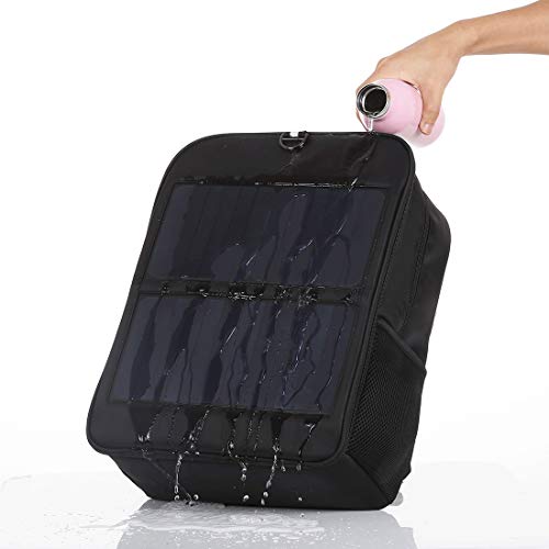 14W Solar Panel Power Backpack Laptop Bag with Handle and USB Charging Port(Black)