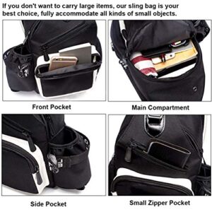 FEWOFJ Sling Bag, Men Women Shoulder Bag Crossbody Bag for College School Casual Daypack - Black