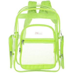 mggear 17-inch clear security backpack with yellow trim, transparent pvc book bag