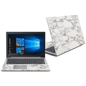 mightyskins skin compatible with lenovo ideapad 330 15" (2018) - white marble | protective, durable, and unique vinyl decal wrap cover | easy to apply, remove, and change styles | made in the usa