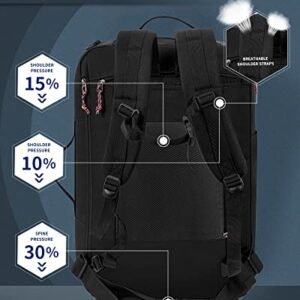 TRAILKICKER Travel Backpack Flight Approved Carry On Backpack Water Resistant Weekender Bag (Black)