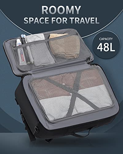 TRAILKICKER Travel Backpack Flight Approved Carry On Backpack Water Resistant Weekender Bag (Black)