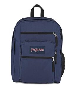 jansport big laptop backpack navy - computer bag with 2 compartments, ergonomic shoulder straps, 15” laptop sleeve, haul handle - book rucksack