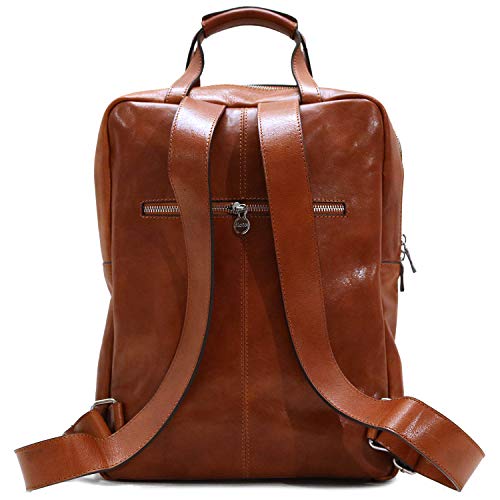 Floto Firenze Top Handle Leather Backpack with Laptop Storage (Olive (Honey) Brown)