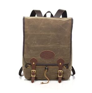 frost river mesabi range daypack - waxed canvas and leather laptop bag, durable day hiking backpack, 16.7 liter, field tan