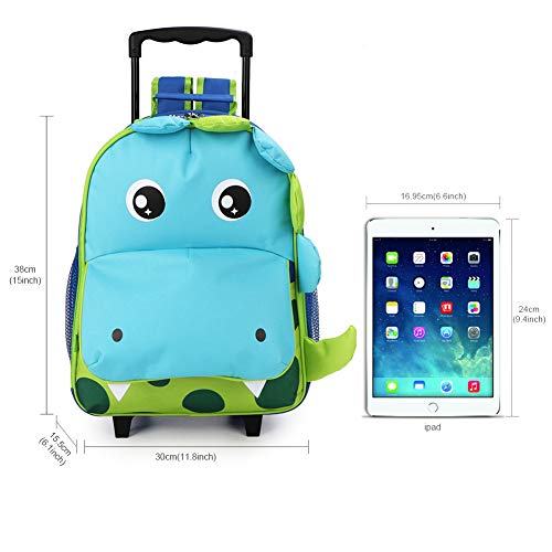 yodo Zoo 3-Way Kids Suitcase Luggage or Toddler Rolling Backpack with wheels, Medium Dinosaur