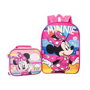 minnie mouse backpack combo set - disney minnie mouse girls' 4 piece backpack set - backpack & lunch kit (pink)