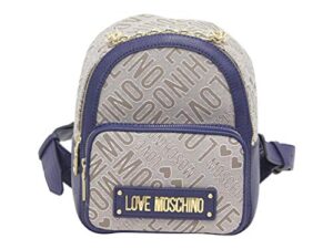 love moschino women's logo print blue backpack bag