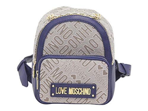 Love Moschino Women's Logo Print Blue Backpack Bag