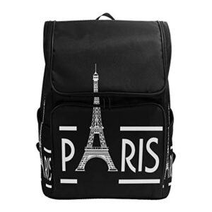 naanle stylish eiffel tower paris black white casual man woman student backpack travel computer bag