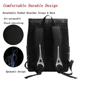 Naanle Stylish Eiffel Tower Paris Black White Casual Man Woman Student Backpack Travel Computer Bag