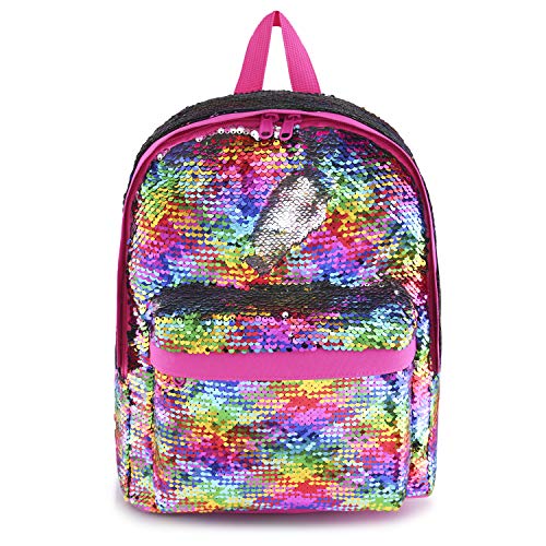 Le Vasty Mini Sequin Backpack for Little Girls Kids Women Fashion Small Daypacks Purse for ladies Magic Mermaid Sparkly Back Pack(Rainbow)