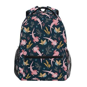 derlonkaje axolotl & sea weed aquarium backpacks school book bag travel hiking camping daypack