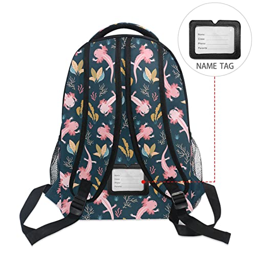 DerlonKaje Axolotl & Sea Weed Aquarium Backpacks School Book Bag Travel Hiking Camping Daypack